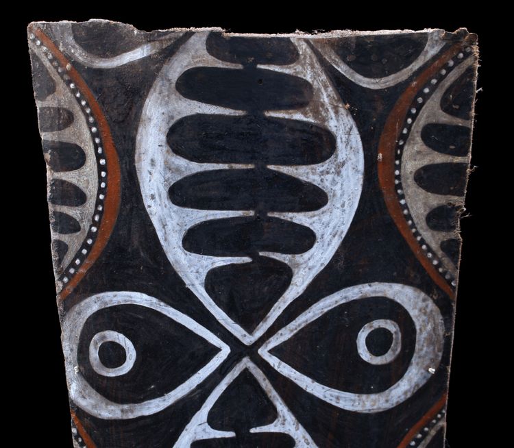 Bemalte Rinde, Ozeanische Kunst, Frühe Kunst, Stammeskunst, Gemälde, Ozeanien, Pazifik, 82 cm