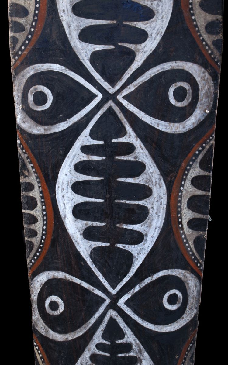 Bemalte Rinde, Ozeanische Kunst, Frühe Kunst, Stammeskunst, Gemälde, Ozeanien, Pazifik, 82 cm