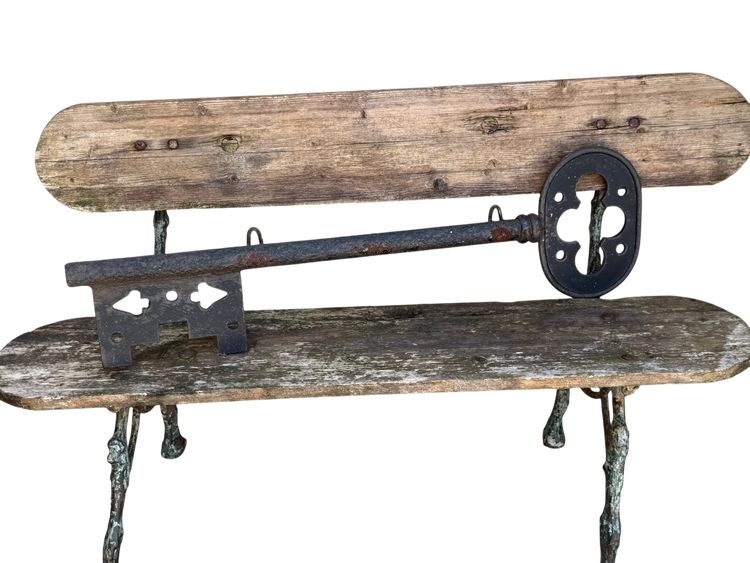LARGE EIGHTEENTH CENTURY DOUBLE-SIDED LOCKWARE SIGN IN IRON 87 CM LONG