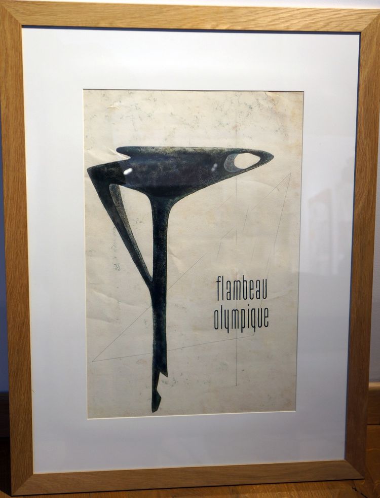 Dessin préparatoire original pour le flambeau olympique des Jeux d’hiver de Grenoble 1968