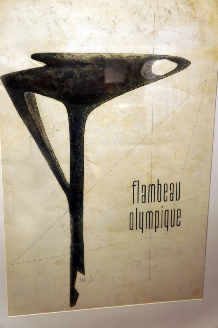 Dessin préparatoire original pour le flambeau olympique des Jeux d’hiver de Grenoble 1968