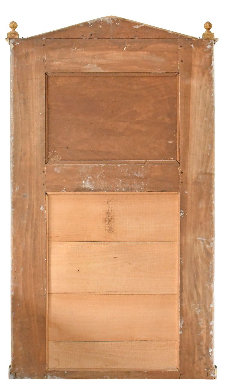 Trumeau en bois peint et décoré d'une huile sur panneau 