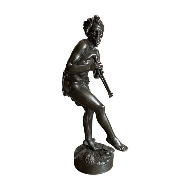 Scultura in bronzo, Fauno musicale firmato Thyllmann – XIX secolo
