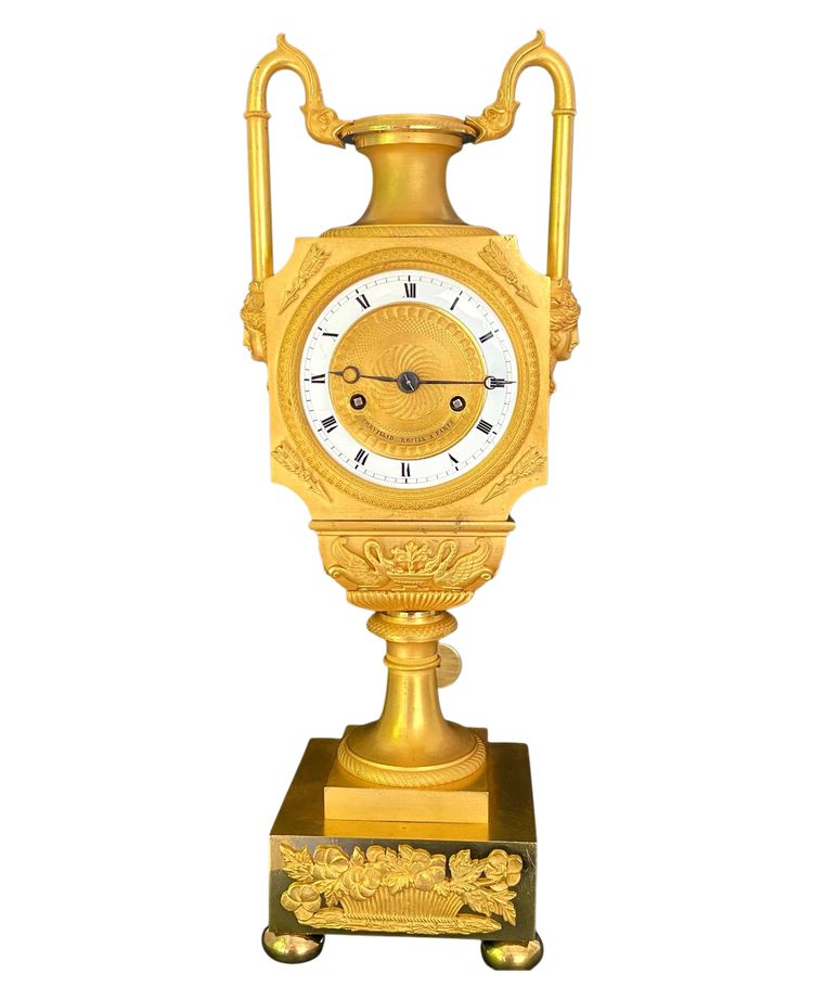 Early 19th Century Chiseled And Gilt Bronze Vase Clock Signed Chevillad Rosier In Paris