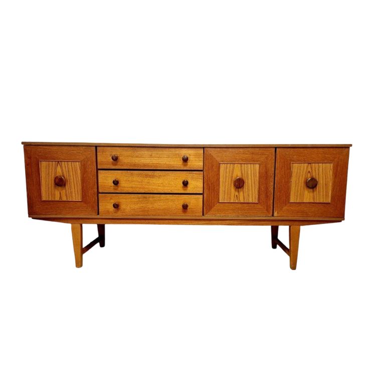 Credenza in teak con frontone a volta di metà secolo