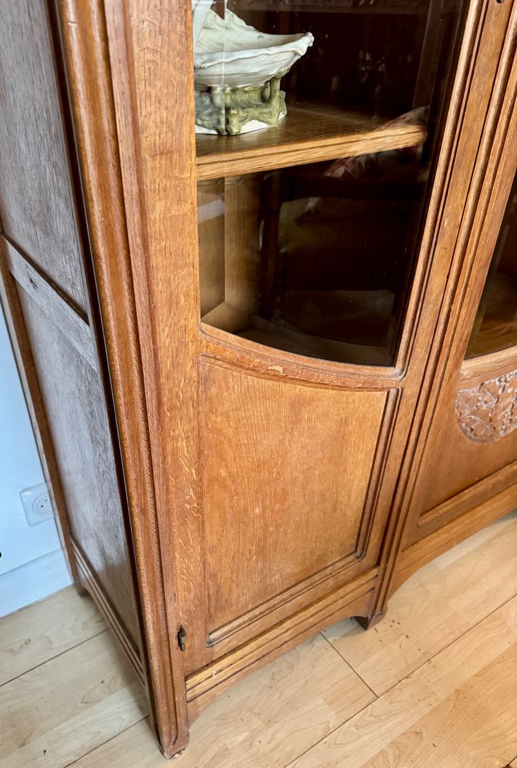Bibliothèque -Vitrine Art Nouveau attribuée Gauthier Poinsignon