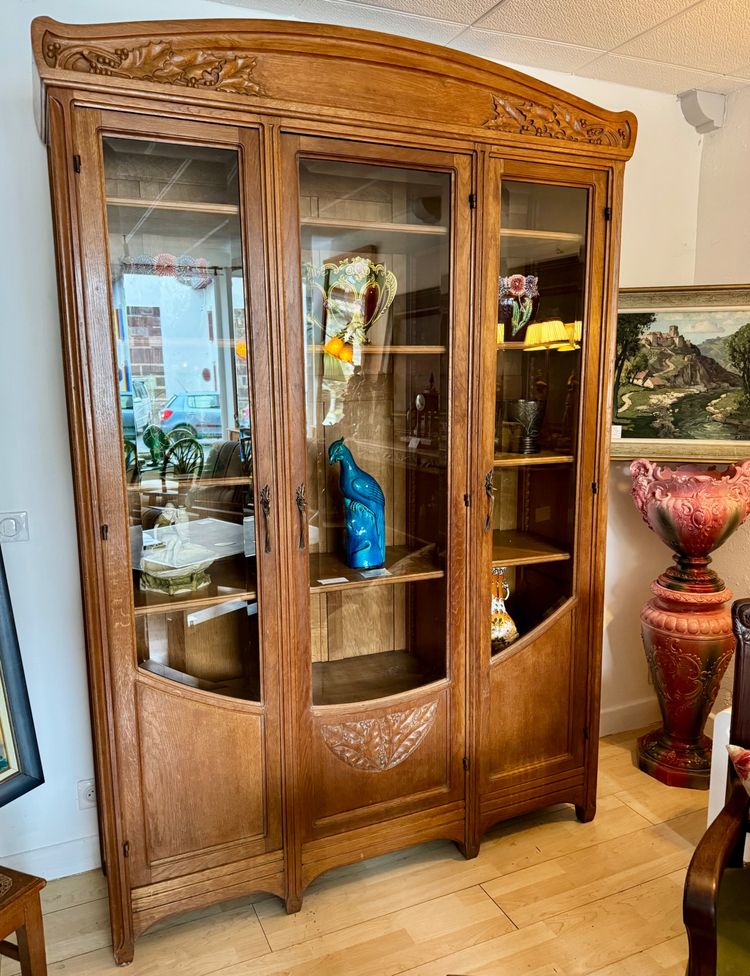 Bibliothèque -Vitrine Art Nouveau attribuée Gauthier Poinsignon