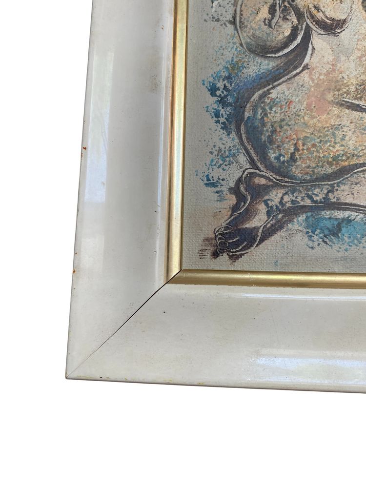 Oil on canvas by Calvin Burnett - Femme nue - Circa 1980