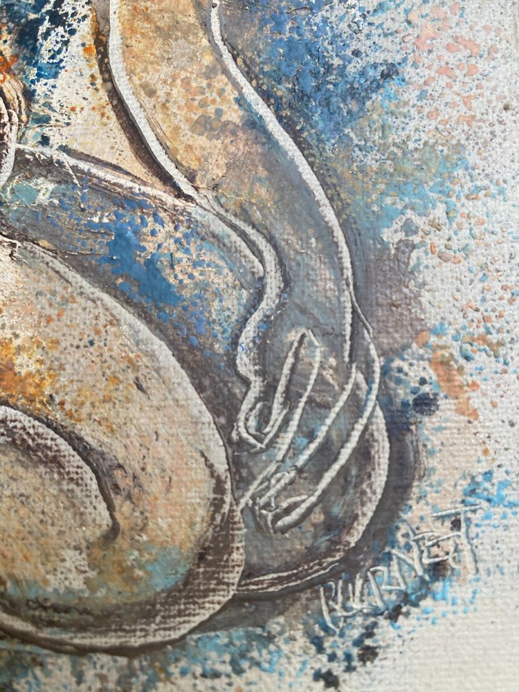Oil on canvas by Calvin Burnett - Femme nue - Circa 1980