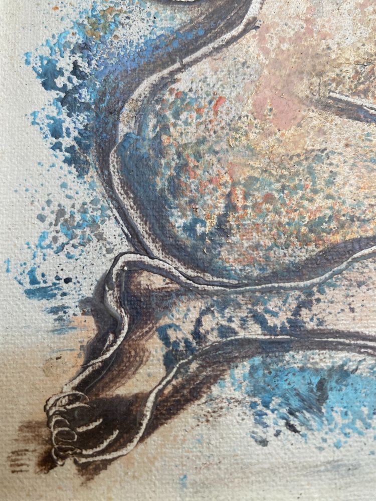 Oil on canvas by Calvin Burnett - Femme nue - Circa 1980