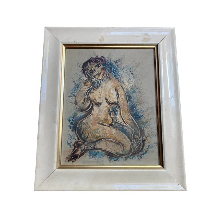 Oil on canvas by Calvin Burnett - Femme nue - Circa 1980