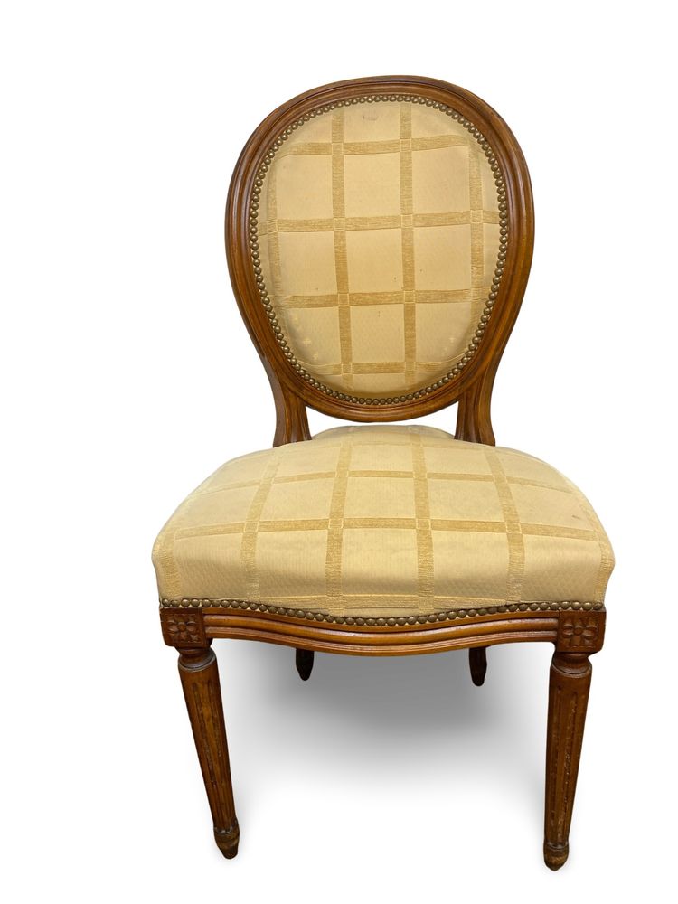 2x sedie a medaglione Luigi XVI - XIX secolo - Colore crema/miele
