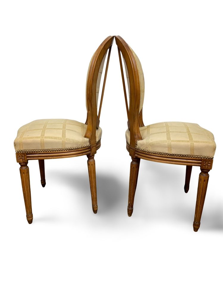 2x sedie a medaglione Luigi XVI - XIX secolo - Colore crema/miele
