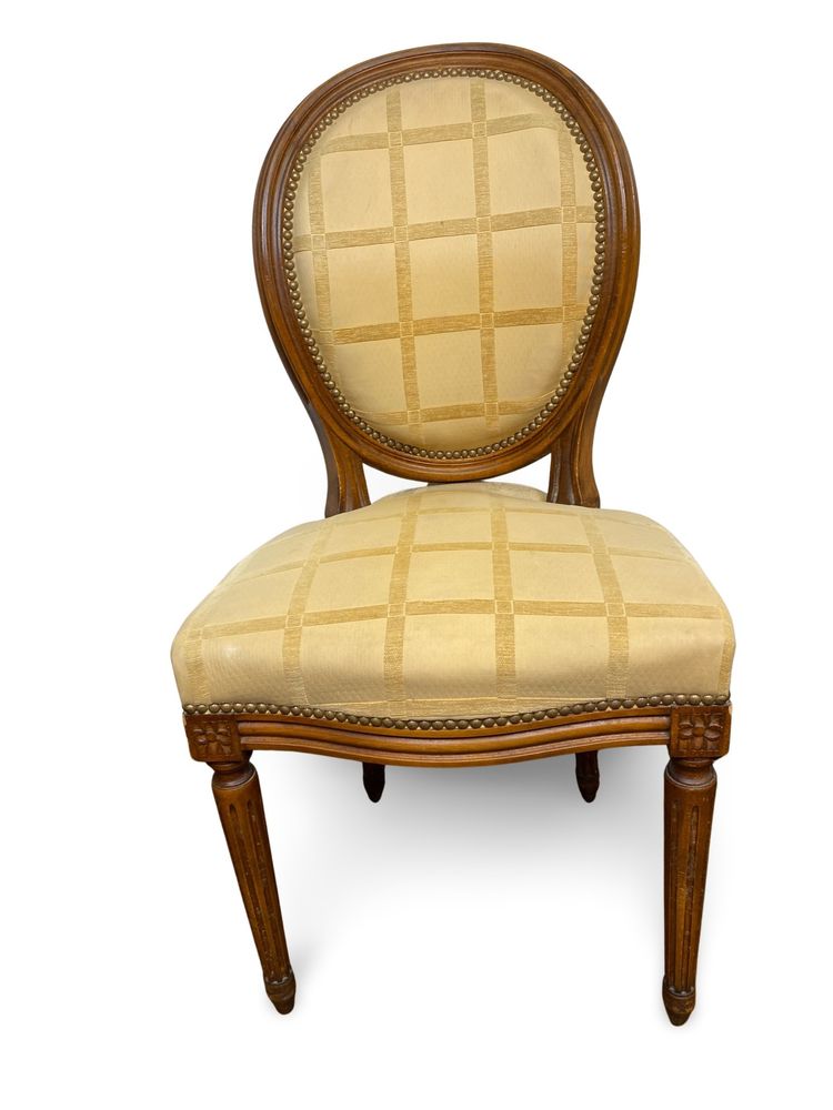 2x sedie a medaglione Luigi XVI - XIX secolo - Colore crema/miele