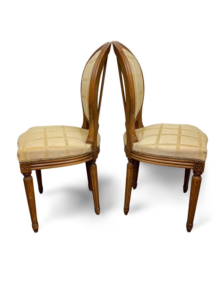 2x sedie a medaglione Luigi XVI - XIX secolo - Colore crema/miele