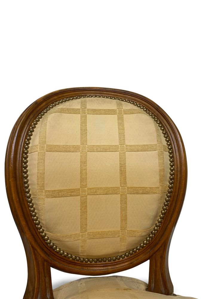 2x sedie a medaglione Luigi XVI - XIX secolo - Colore crema/miele