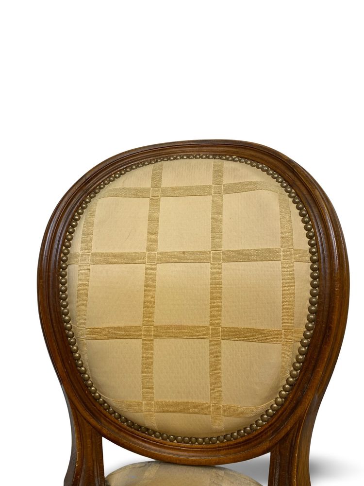 2x sedie a medaglione Luigi XVI - XIX secolo - Colore crema/miele