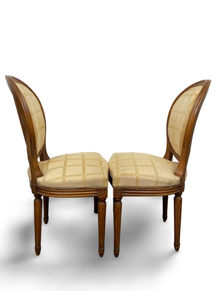 2x sedie a medaglione Luigi XVI - XIX secolo - Colore crema/miele