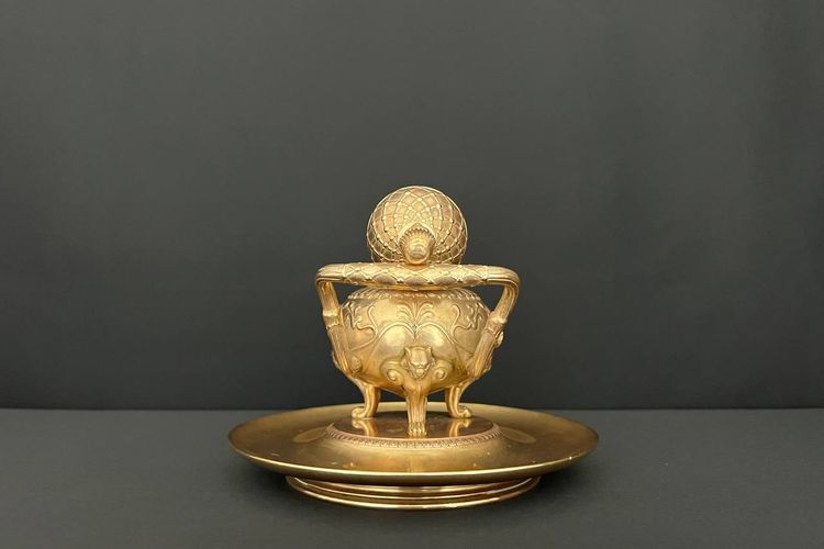 Bronze inkwell signed Barbedienne, neoclassical style, circa 1870