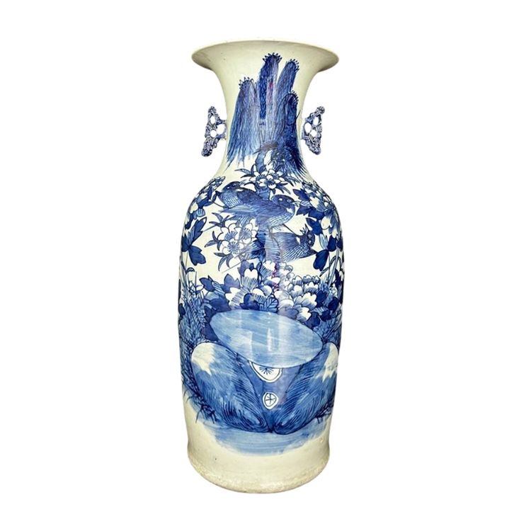 Grande vaso in porcellana bianca e blu, Cina, fine XIX - inizio XX secolo