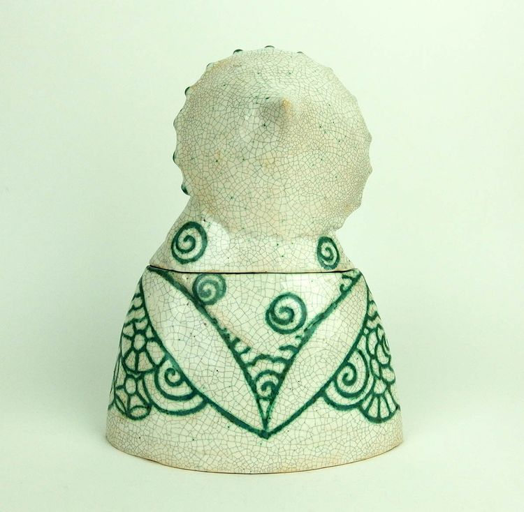 "Woman with parasol "Large ceramic box by Edouard Cazaux