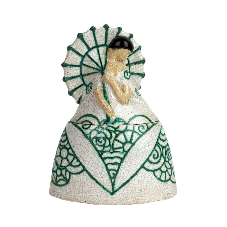 "Woman with parasol "Large ceramic box by Edouard Cazaux