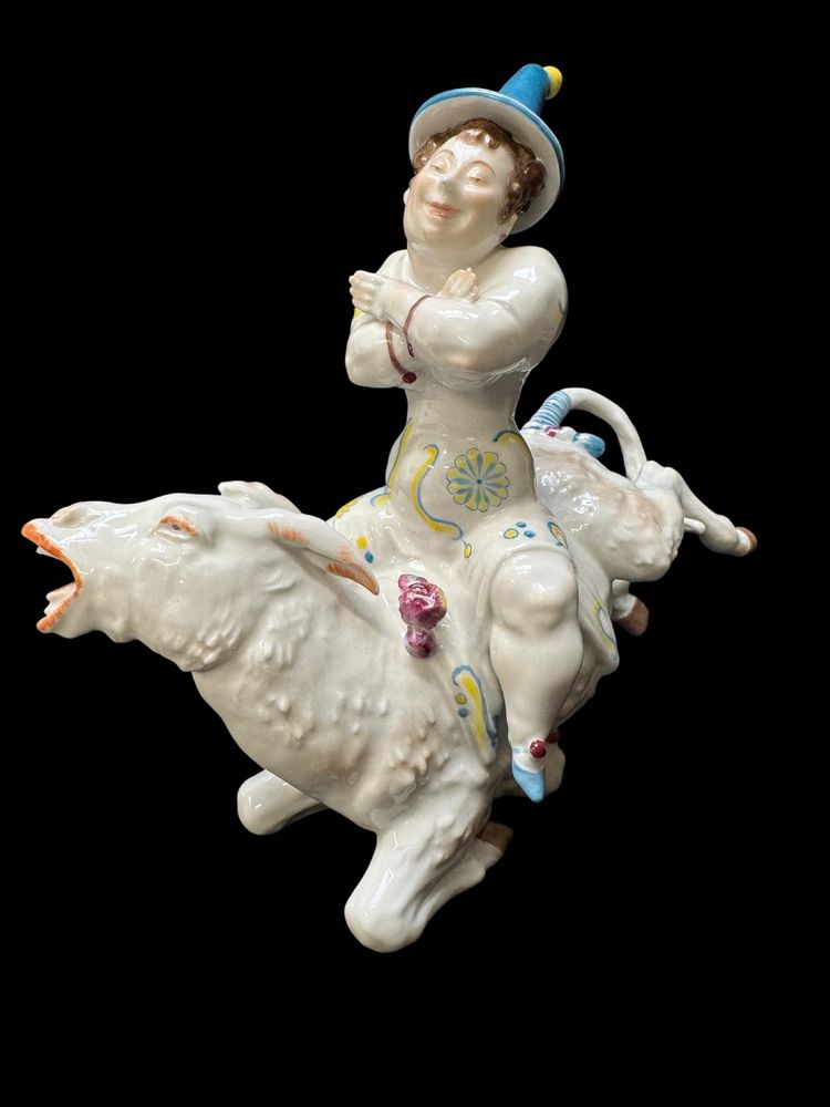 Volkstedt - Porcelain figure of Pierrette on a donkey by Emil Paul Börner
