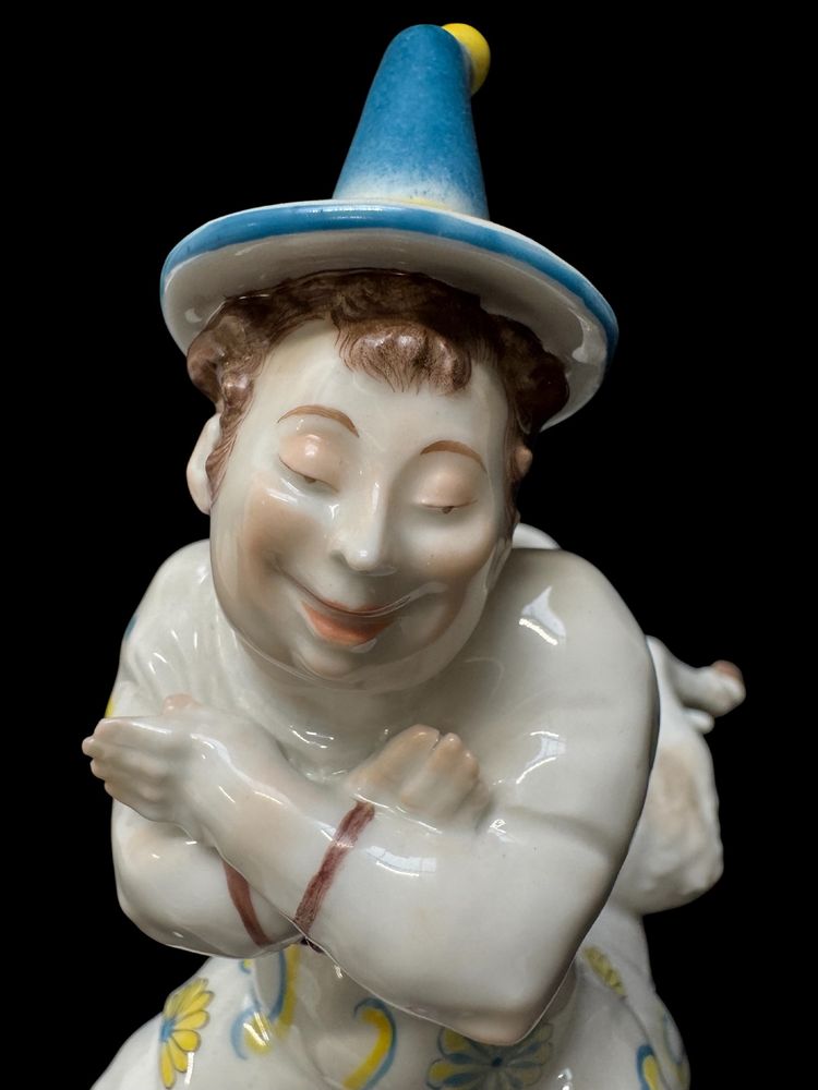 Volkstedt - Porcelain figure of Pierrette on a donkey by Emil Paul Börner
