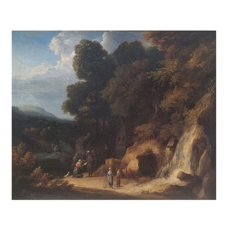 Cornelis HUYSMANS (Attributed to) - Landscape with pilgrims visiting hermits
