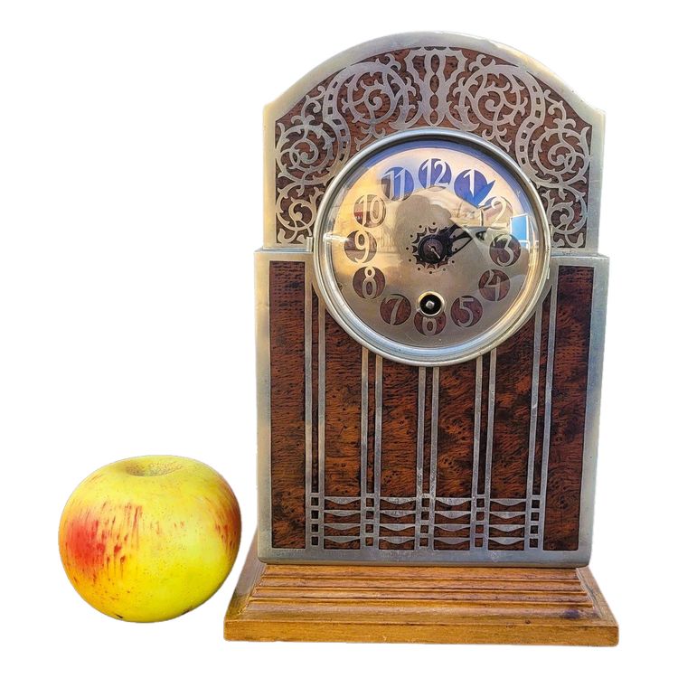 Burr and inlay clock, Art Deco, 20th century