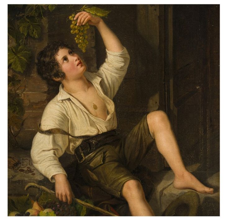 Anonyme, XIXe siècle,  "Garçon après les vendanges"