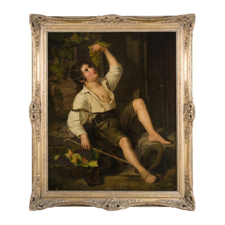 Anonyme, XIXe siècle,  "Garçon après les vendanges"