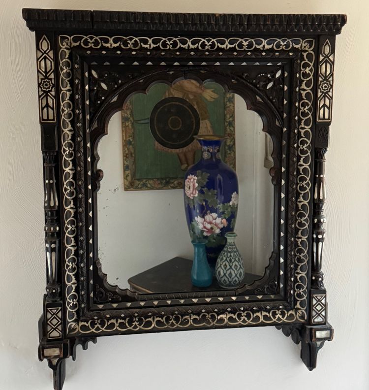 Indian mirror, mother-of-pearl and bone, 19th c.
