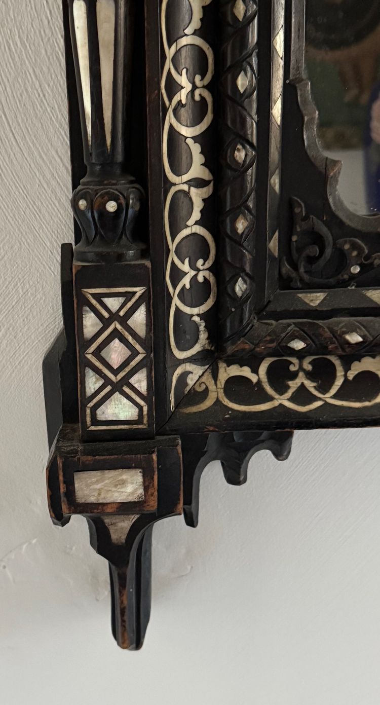Indian mirror, mother-of-pearl and bone, 19th c.