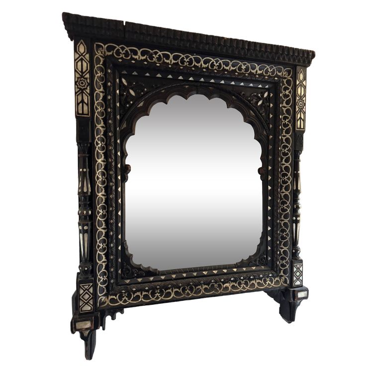Indian mirror, mother-of-pearl and bone, 19th c.
