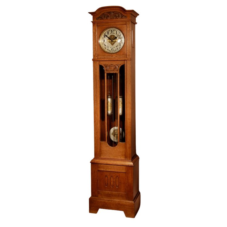 Impressive, magnificent Art Deco Dutch parquet clock in gilded oak.