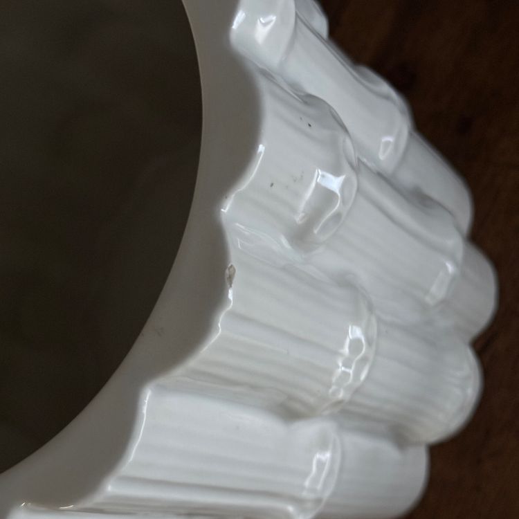 Fioriera in bambù in ceramica bianca, anni '70, Portogallo