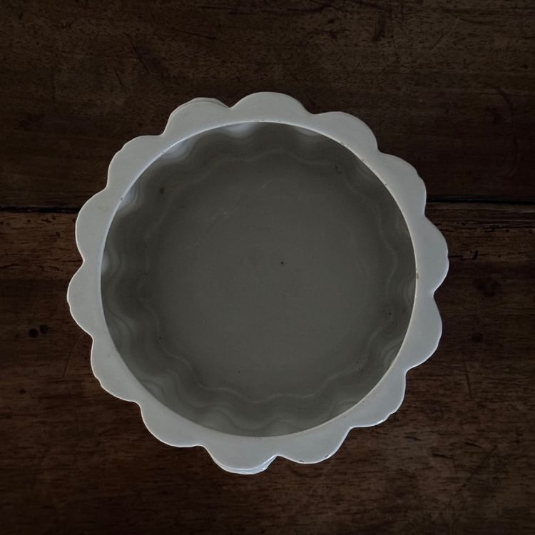 Fioriera in bambù in ceramica bianca, anni '70, Portogallo