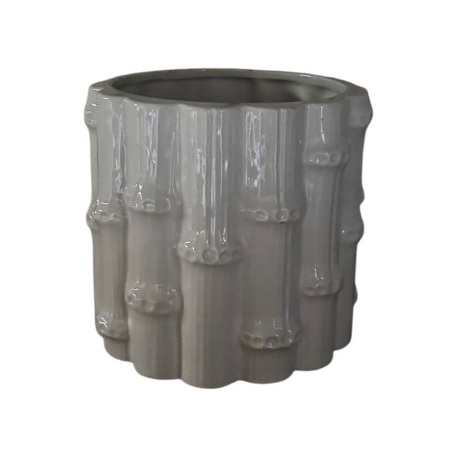 Fioriera in bambù in ceramica bianca, anni '70, Portogallo