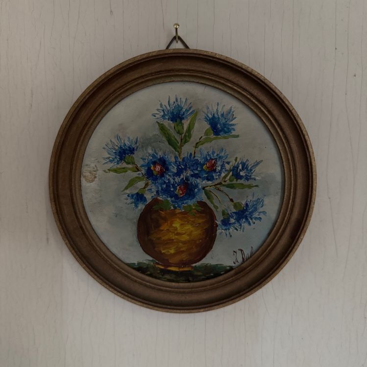 Natura morta con bouquet di fiori, olio su tavola, di J. Delage, XX secolo