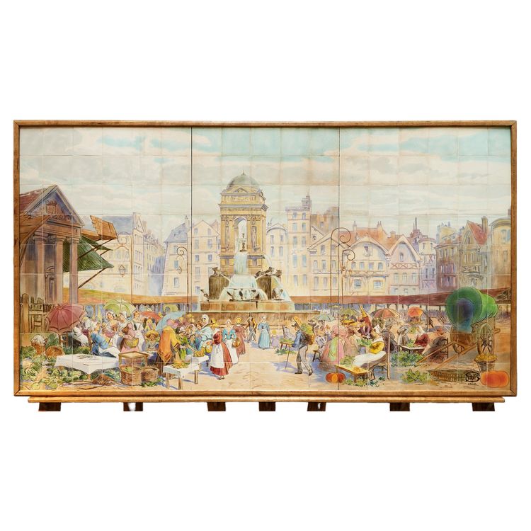 Sarreguemines, Fontaine des Innocents & its market, ceramic panel