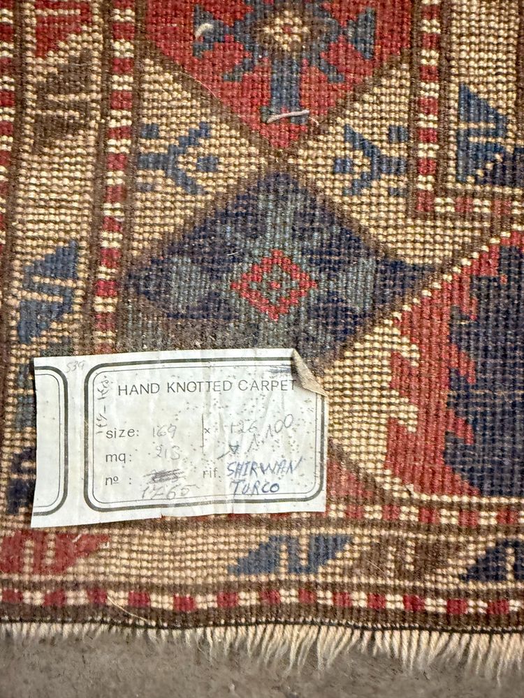 Antique Turkish carpet 19th century, wool with geometric patterns, 170x130cm