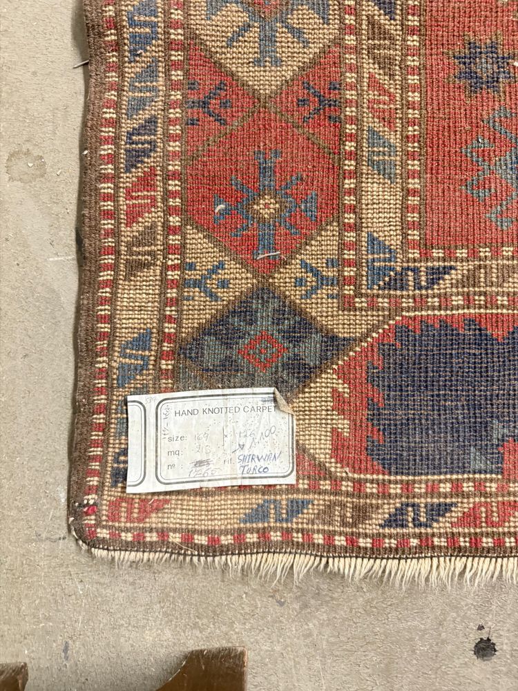 Antique Turkish carpet 19th century, wool with geometric patterns, 170x130cm