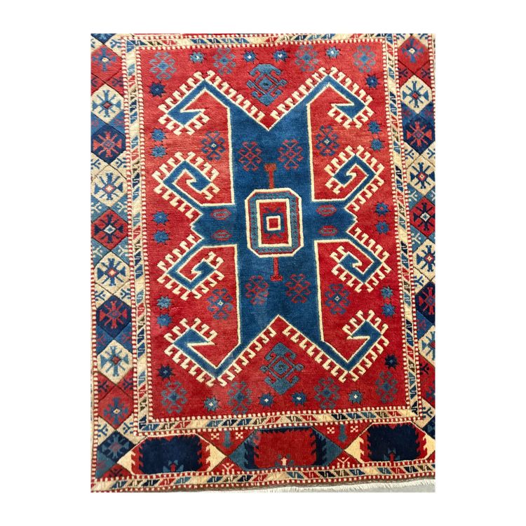 Antique Turkish carpet 19th century, wool with geometric patterns, 170x130cm