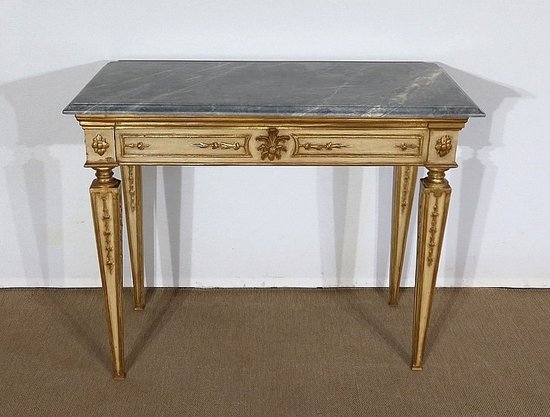  Console en marbre et bois doré, style Louis XVI – 2ème partie XIXe 