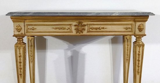  Console en marbre et bois doré, style Louis XVI – 2ème partie XIXe 