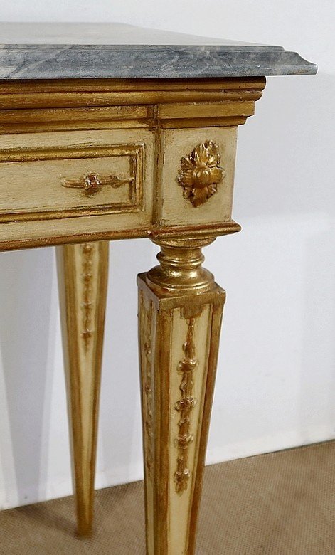  Console en marbre et bois doré, style Louis XVI – 2ème partie XIXe 