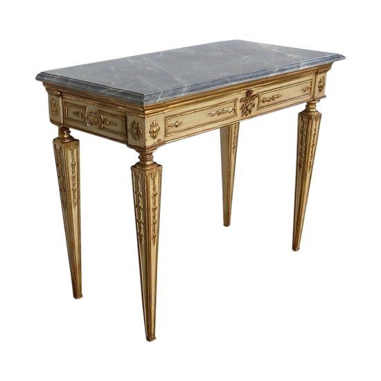  Marble and gilded wood console, Louis XVI style - 2nd part of the 19th century