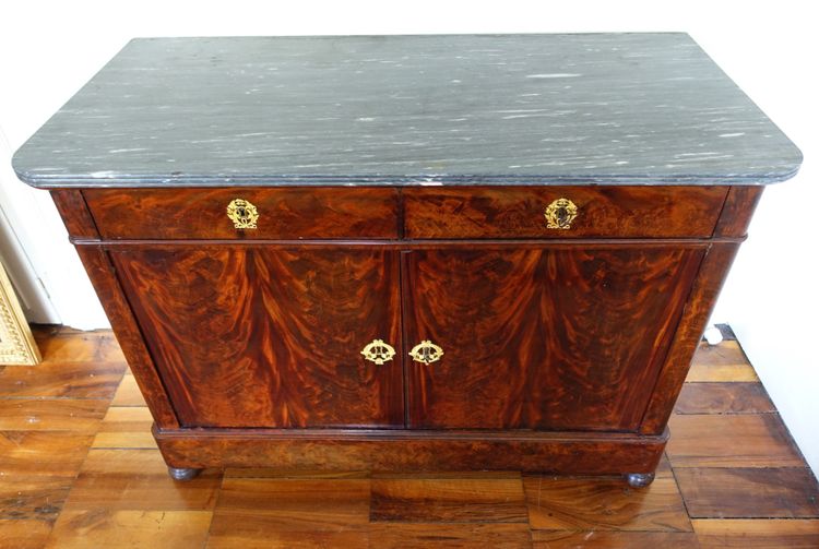 Credenza per sala da pranzo in mogano, bronzo dorato e marmo turchese - Periodo di restauro