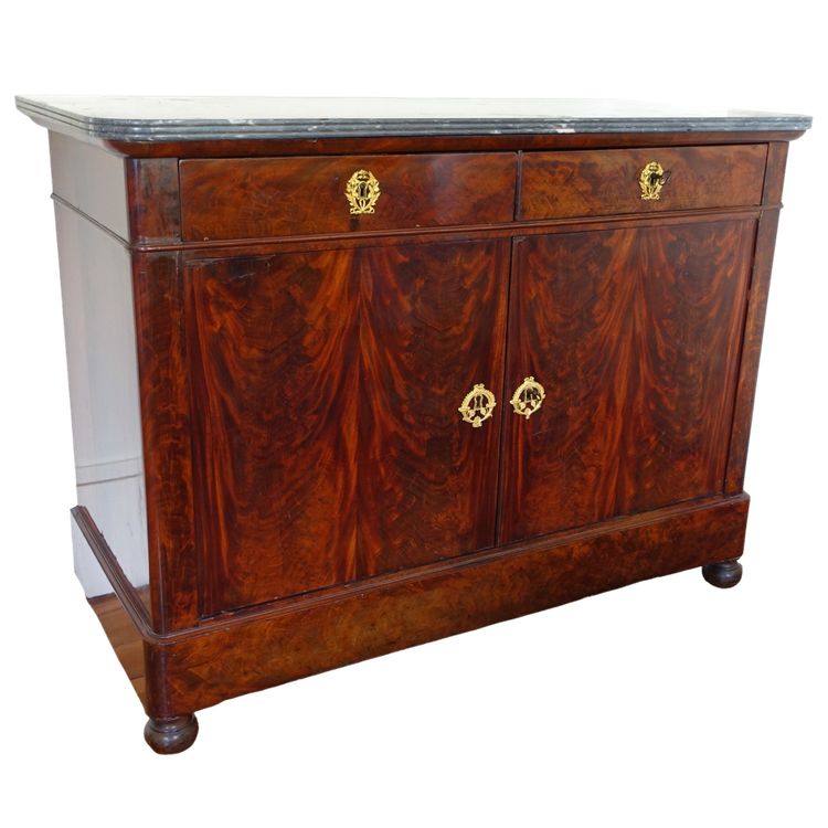 Credenza per sala da pranzo in mogano, bronzo dorato e marmo turchese - Periodo di restauro